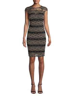 Kensie Embroidered Lace Sheath Dress