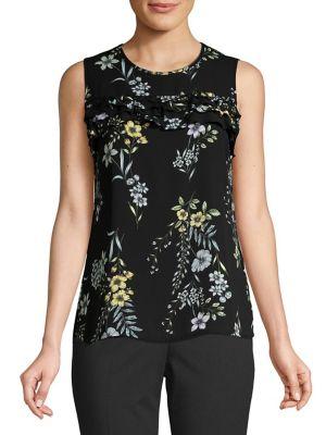 Karl Lagerfeld Paris Floral Ruffle Trim Camisole