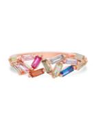 Lord & Taylor Lesa Michele Multicolored Crystal Baguette-shaped Cluster Style Ring