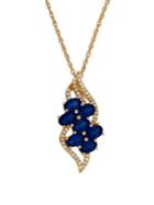 Lord & Taylor Sapphire, Diamond & 14k Gold Pendant Necklace