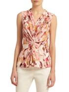 Donna Karan New York Printed Knot-front Top