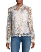 T Tahari Mariah Sheer Floral Embroidered Jacket