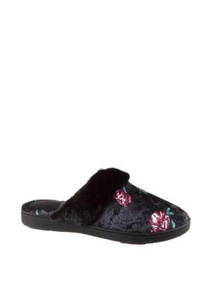 Isotoner Signature Velour Faux Fur Clog Slippers