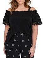 Addition Elle Michel Studio Plus Ruffled Cold-shoulder Blouse