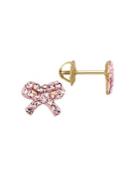 Lord & Taylor Rose Crystal And 14k Yellow Gold Bow Stud Earrings
