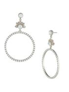 Marchesa Goldtone & Glass Bead Link Hoop Earrings