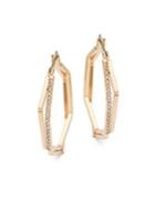 Design Lab Goldtone And Glass Stone Double Geometric Hoop Earrings