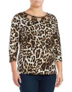 Rafaella Plus Leopard Print Cotton Top