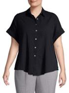 Lord & Taylor Plus Cotton Button-down Tie-front Shirt