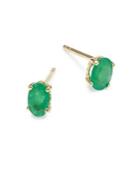 Lord & Taylor 14k Yellow Gold And Emerald Stud Earrings