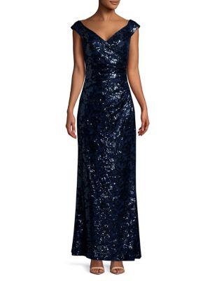 Lauren Ralph Lauren Hickory Sequin-embellished Gown