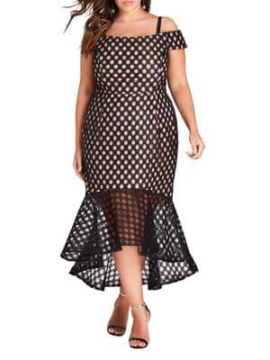 City Chic Plus Envie Polka-dot Dress