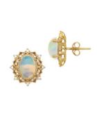 Lord & Taylor Diamond, Opal And 14k Rose Gold Stud Earrings
