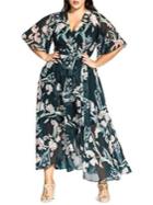 City Chic Plus Fresh Fields Printed Wrap Dress