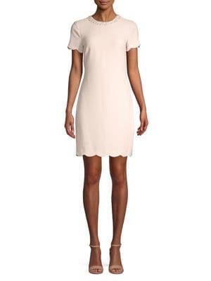 Karl Lagerfeld Paris Embellished Scalloped Shift Dress