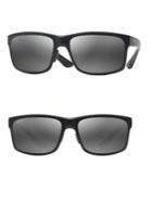Maui Jim 58mm Pokowai Arch Matte Black Rectangular Sunglasses