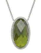 Lord & Taylor Sterling Silver Vesuvianite And Diamond Necklace