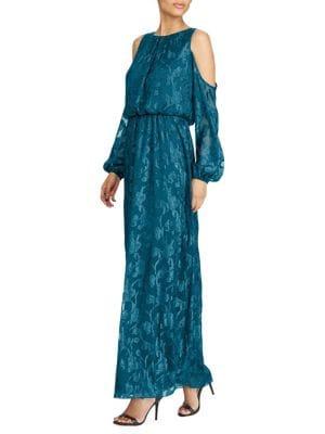 Lauren Ralph Lauren Burnout Cut-out Shoulder Gown