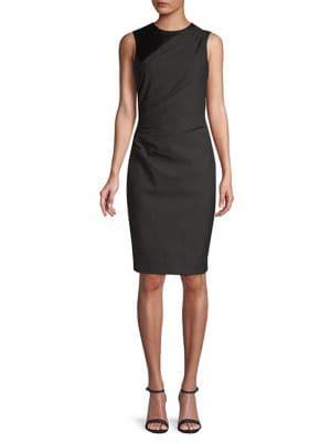 Elie Tahari Raphaella Dotted Plain Weave Suiting Dress