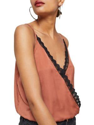 Miss Selfridge Lace Trim Crossed Cami