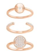 Swarovski Three-piece Ginger Crystal & 18k Rose Gold-plated Rings Set