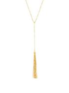 Lord & Taylor 18k Gold And Sterling Silver Tassel Y Slider Necklace