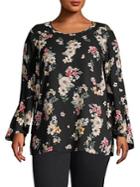 Vince Camuto Plus Floral Flared-sleeve Top