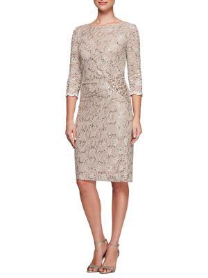 Alex Evenings Petite Sequin Lace Sheath Dress