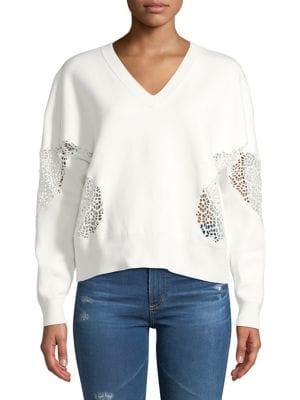 French Connection Lace V-neck Sweater