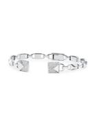 Michael Kors Mercer Sterling Silver And Cubic Zirconia Link Hinged Cuff