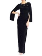 Adrianna Papell Split-sleeve Long Jersey Dress
