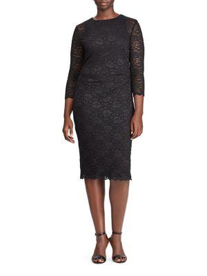 Lauren Ralph Lauren Plus Sheer-sleeve Lace Dress