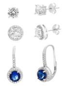Lord & Taylor Sterling Silver, Crystal Stud & Drop Bridal Gift Earrings Set