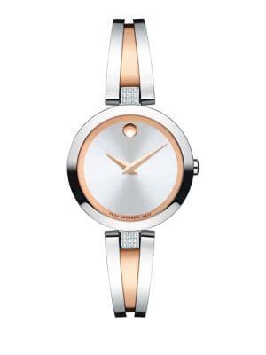 Movado Aleena Two-tone Stainless Steel, Diamond-trim Bracelet Watch