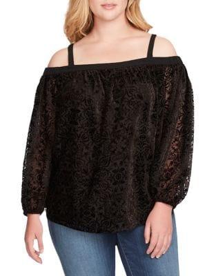 Jessica Simpson Plus Plus Velvet Cold Shoulder Top