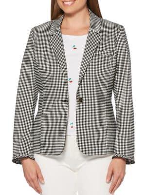 Rafaella Petite Gingham Notch Lapel Jacket