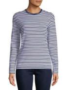 Lord & Taylor Petite Long-sleeve Essential Striped Crew Neck Tee