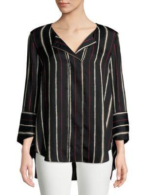 H Halston Striped Long Sleeve Blouse