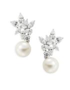 Nadri Crystal Cluster And Faux Pearl Drop Earrings