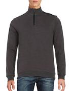 Black Brown Cotton Quarter-zip Pullover