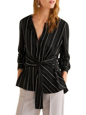 Mango Striped Self-tie Blouse