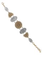 Lucky Brand Culture Club Crystal Two-tone Medallion Link Bracelet