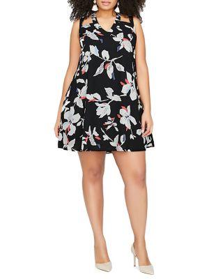 Addition Elle Michel Studio Plus Sharkbite Printed Hi-lo Dress