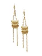 Sole Society Worn Goldtone Linear Fringe Crescent Earrings