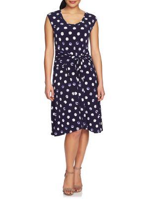 Chaus Cap-sleeve Tie-dyed Dot Knee-length Dress