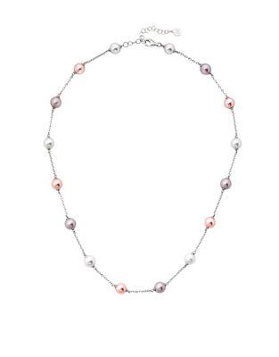 Majorica Illusion 8mm White, Nuage And Pink Organic Pearl And Sterling Silver Necklace