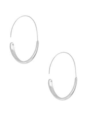Lucky Brand Global Tribes Silvertone Oval Hoop Earrings