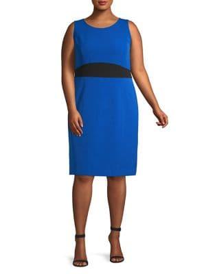 Nipon Boutique Plus Jewel Neck Color Block Sheath Dress