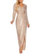 Quiz Sequined Long-sleeve Wrap Maxi Dress