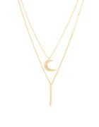 Lord & Taylor Layered-effect Moon And Bar Pendant Necklace